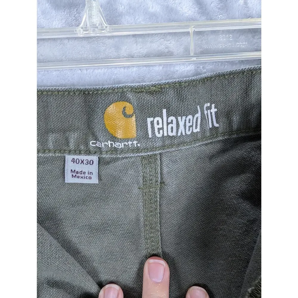 Carhartt Jeans Mens 40x30 Relaxed Fit Carpenter Pants Green Rugged Work Farm